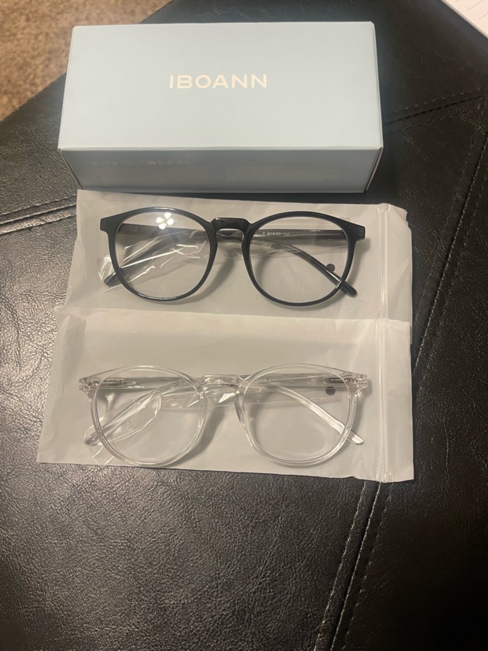 Women's Round Blue-Light Glasses — Clear and Black Frames